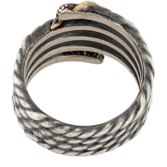 DAVID YURMAN 18K YELLOW GOLD & STERLING SILVER DIAMOND TWO-TONE CABLE BAND RING - Picture 7 of 8